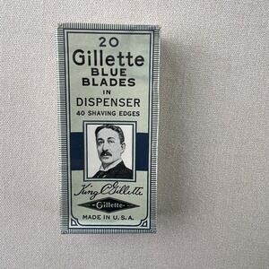 Vintage 20 Gillette Blue Blades in Dispenser - Sealed - NEW In Packaging